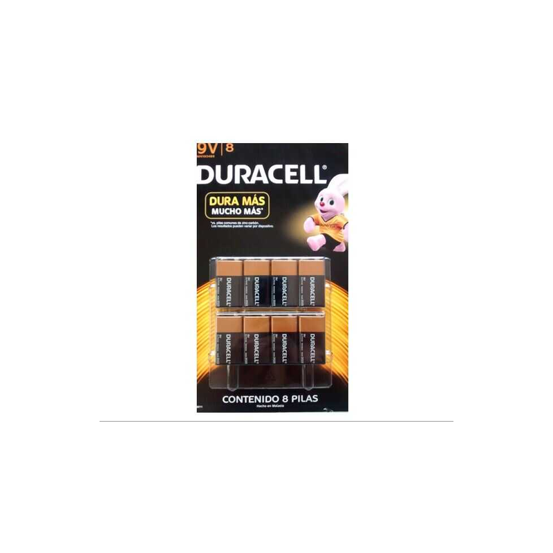 Bateria Duracell Alcalina "9V" Cuadrada C/8Pz