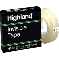 Invisible Tape 6200, 1/2 X 1296