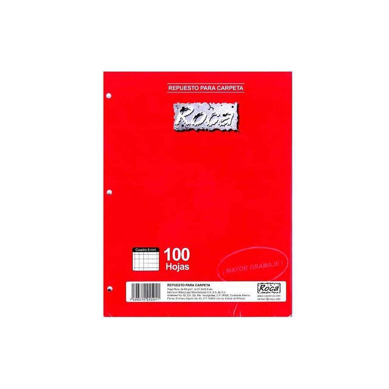 Papel Bond Roca T/C Para Carpeta 3 Hoyos Cuadro 7Mm 100 Hojas