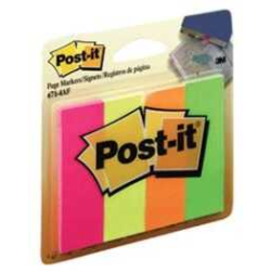 Banderitas C/Adhesivo Post-It Plastico 1X3" Colores Neones C/4Pz 50 Hojas