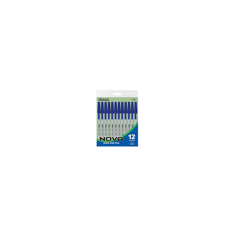 Bazic Nova Blue Color Stick Pen (12/Pack)