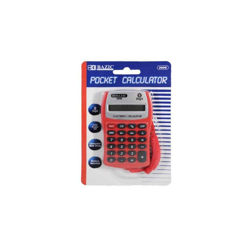 8-Digit Pocket Size Calculator W/Neck String