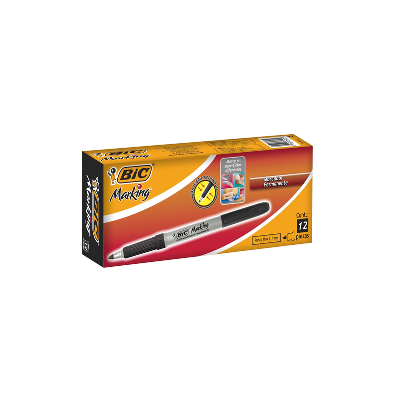 Marcador Bic Permanente Negro Punto Fino Marking