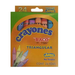 Crayones Baco Jumbo C/24 Colores Surtidos