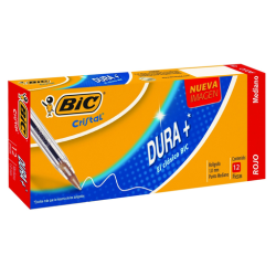 Pluma Bic Clasica Cristal C/Tapa .7Mm Punto Medio Rojo C/12Pz