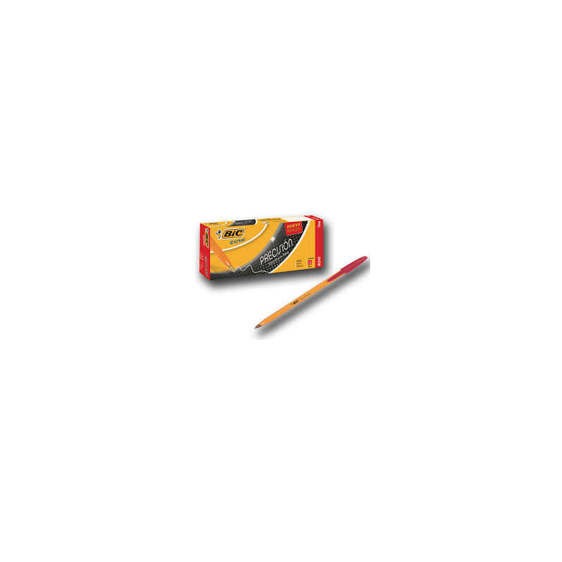 Pluma Bic Contabilidad Amarilla C/Tapa .7Mm Punto Fino Roja C/12Pz