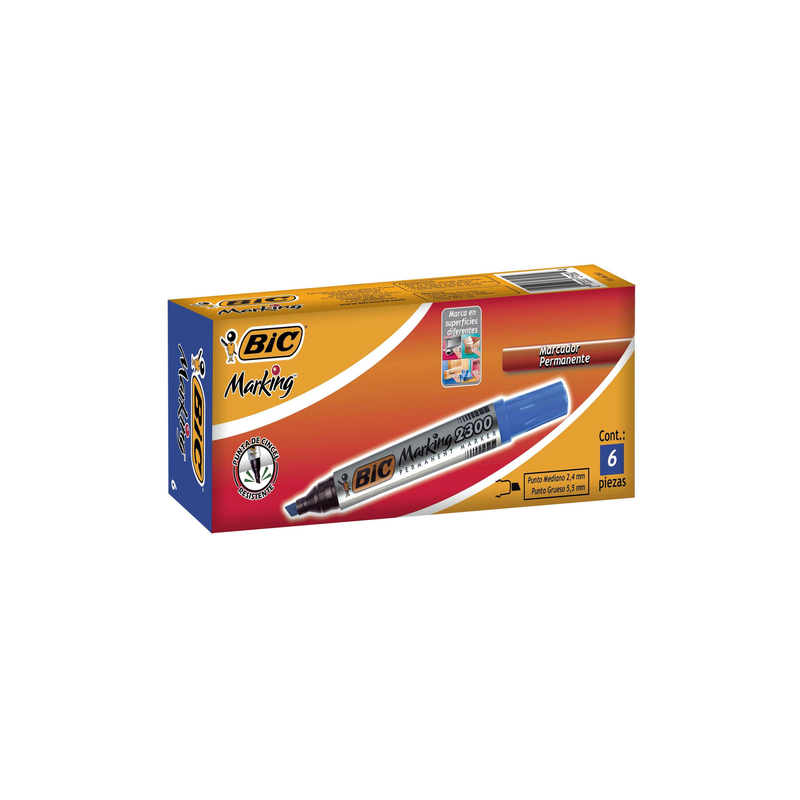 Marcador Bic Permanente 2300 Cincel Azul