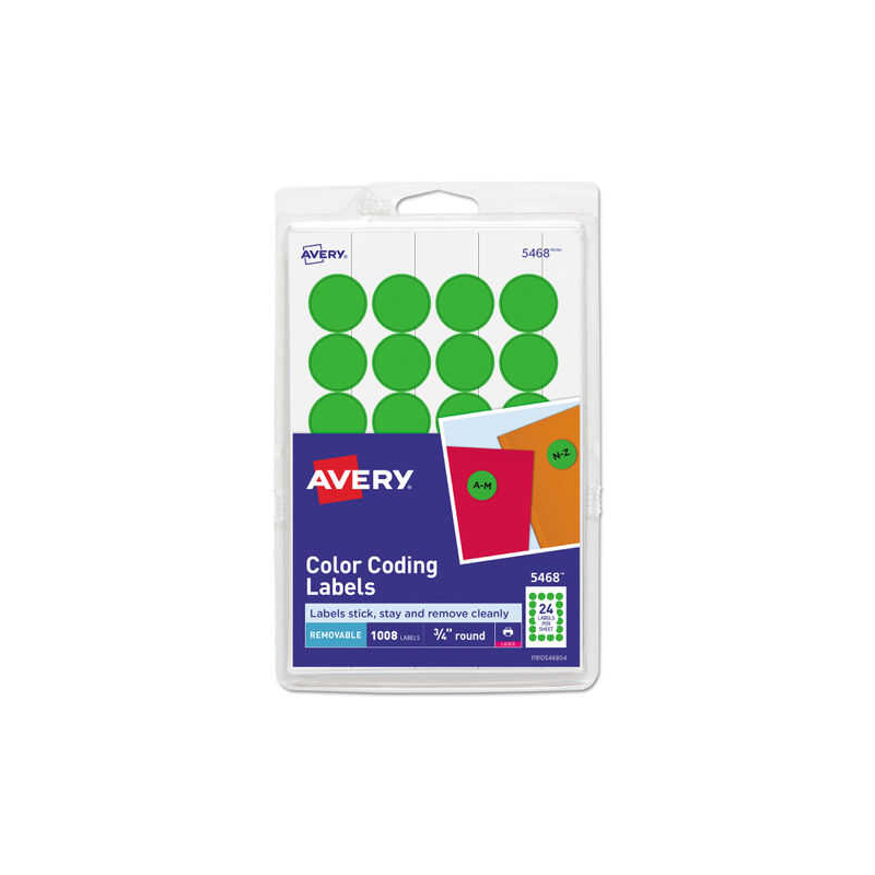 Etiqueta Avery Redonda 3/4" Verde Fluorescente C/1008Pz